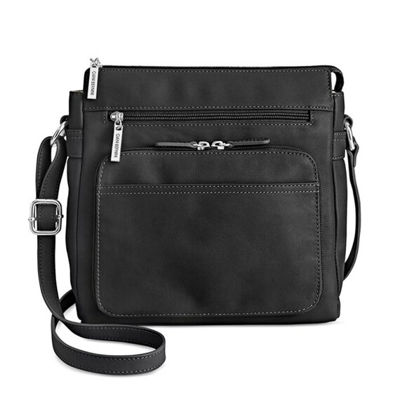 Giani Bernini Women's Black Nappa Leather Front Zip Crossbody (MSRP $130) - Picture 1 of 10